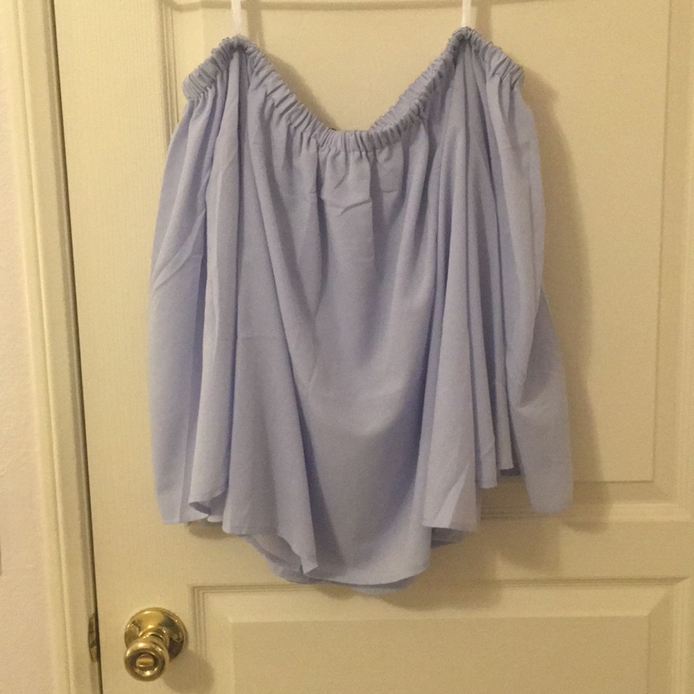 light blue off the shoulder top